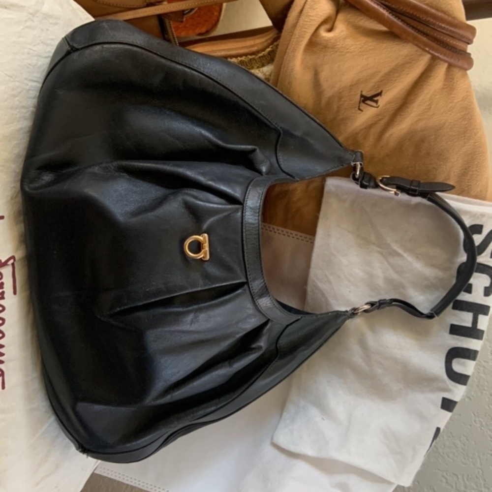 Elegant and Authentic Salvatore Ferragamo Black Satchel
